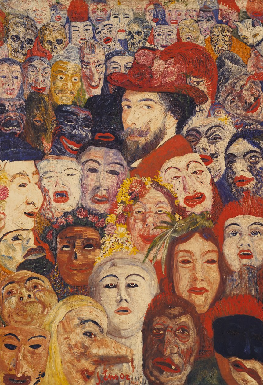 Maszkokkal körülvett portrém alkotó: James Ensor