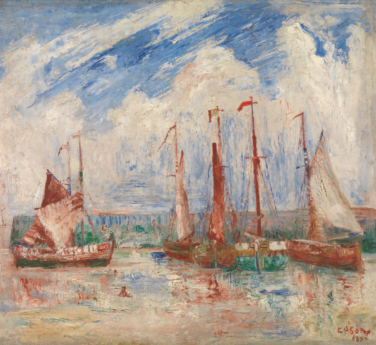 Ostend Harbour, 1900-2004 körül (olaj, vászon) alkotó: James Ensor
