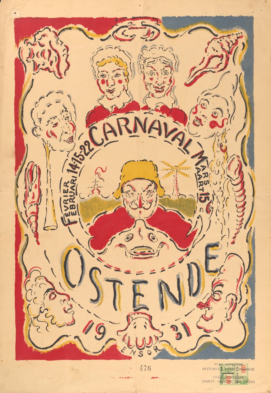 Plakat für den Karneval in Ostende alkotó: James Ensor