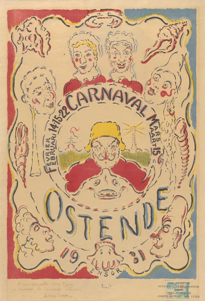 Plakat für den Karneval in Ostende alkotó: James Ensor