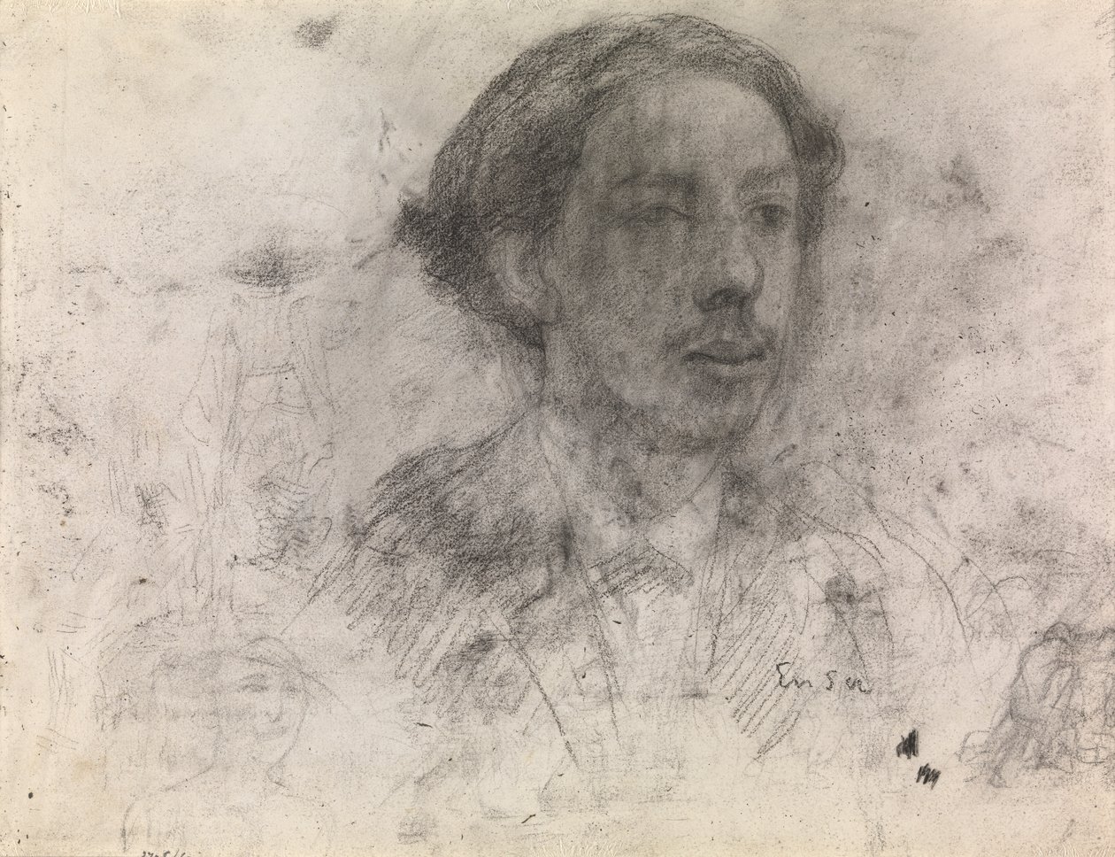 Önarckép (konte papíron) alkotó: James Ensor