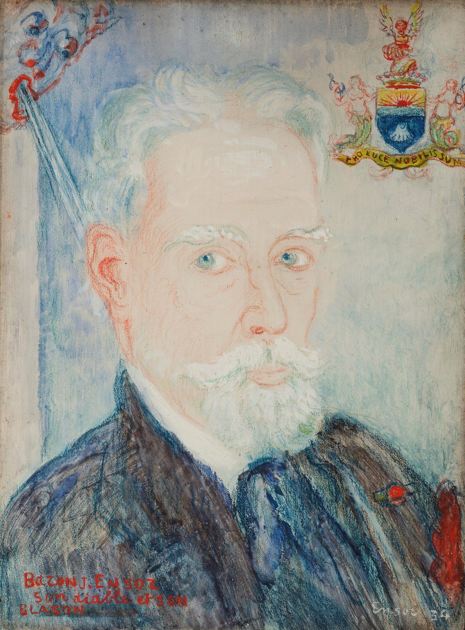 James Ensor báró önarcképe, ördöge és címere alkotó: James Ensor
