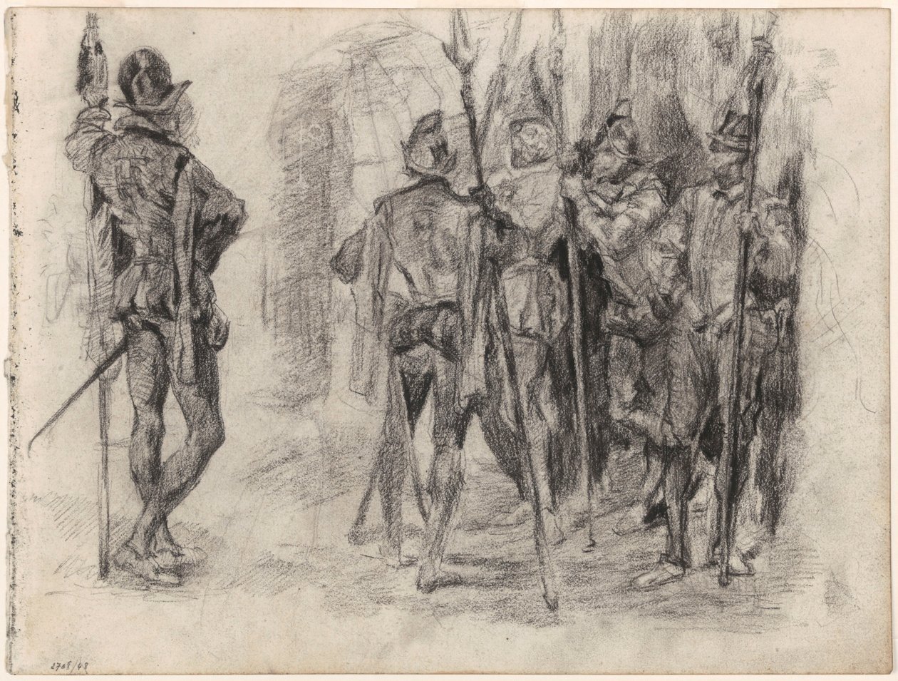 Alakvázlatok és öt lándzsás spanyol katona alkotó: James Ensor