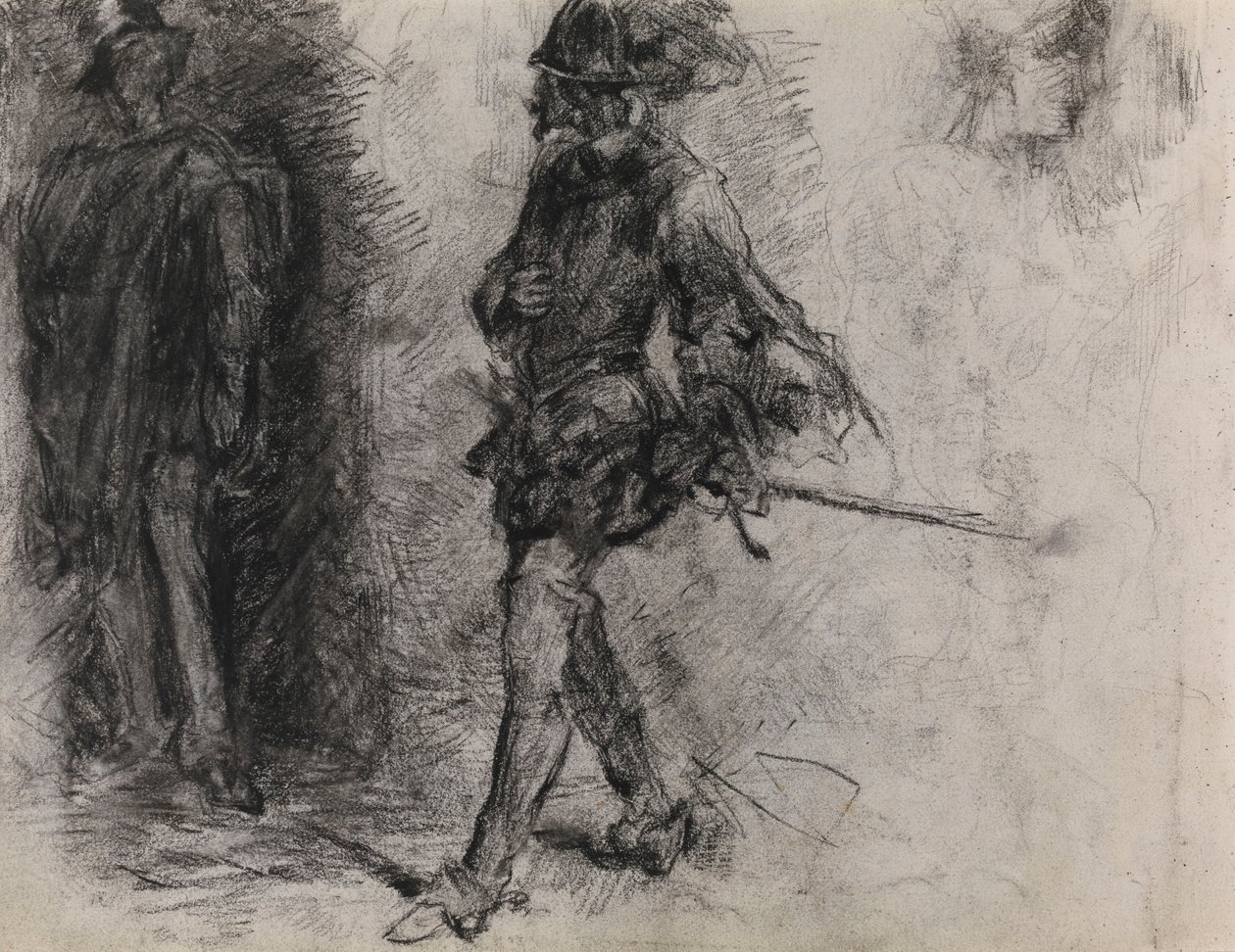Árnyékban álló spanyol férfi, egy másik férfi és egy profilból látható fej alkotó: James Ensor