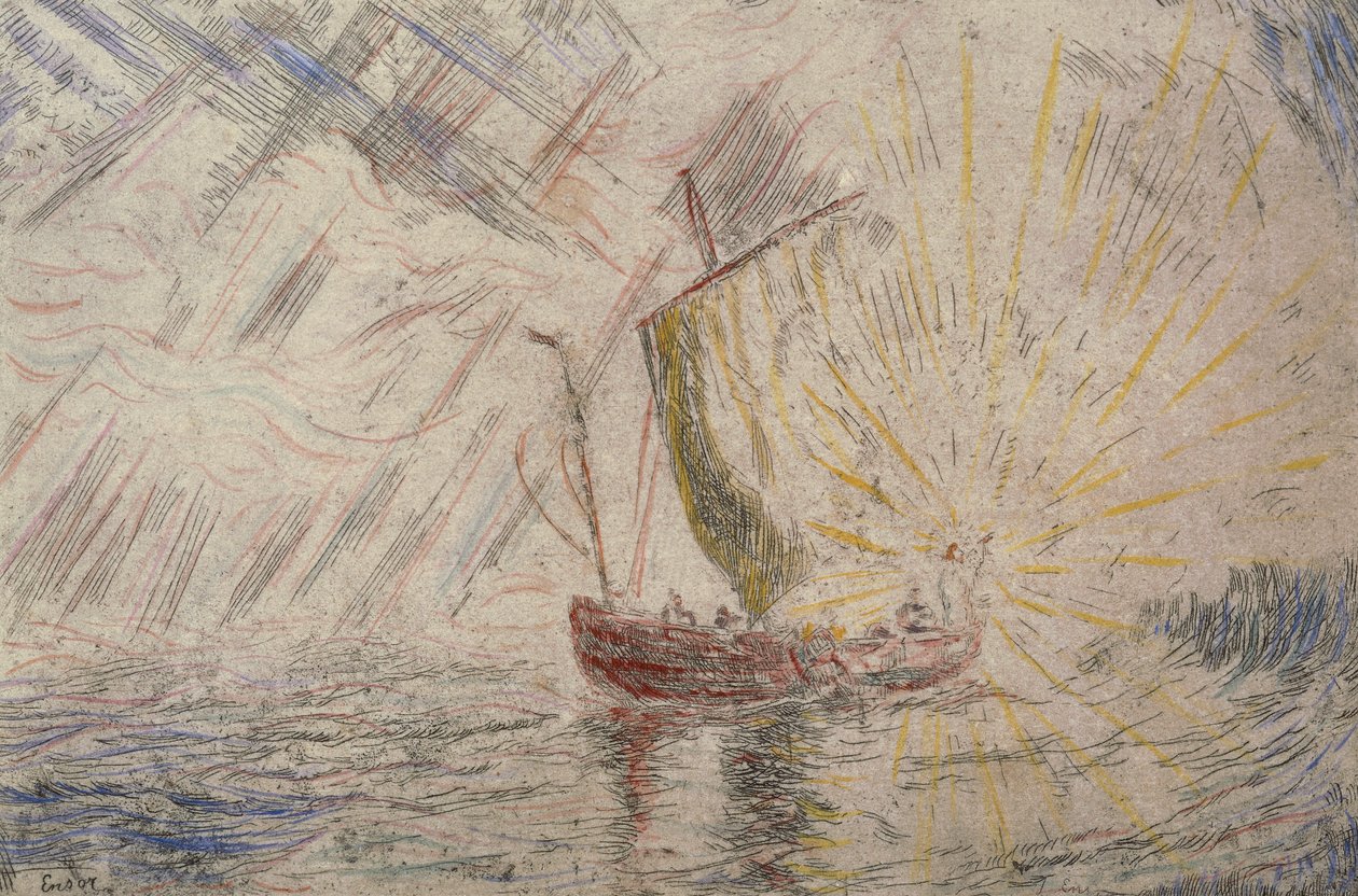 Krisztus csillapítja a vihart alkotó: James Ensor