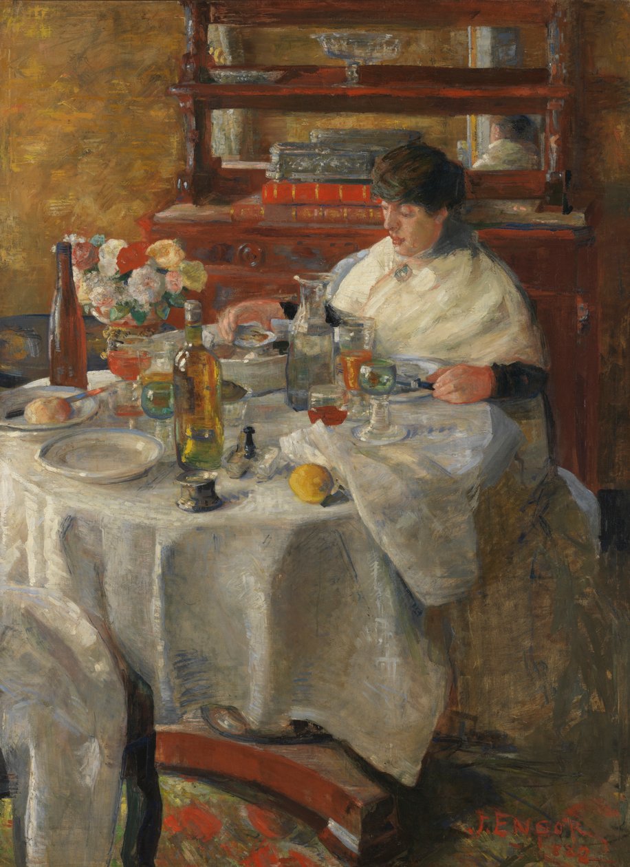 Az osztrigaevő (olaj, vászon) alkotó: James Ensor