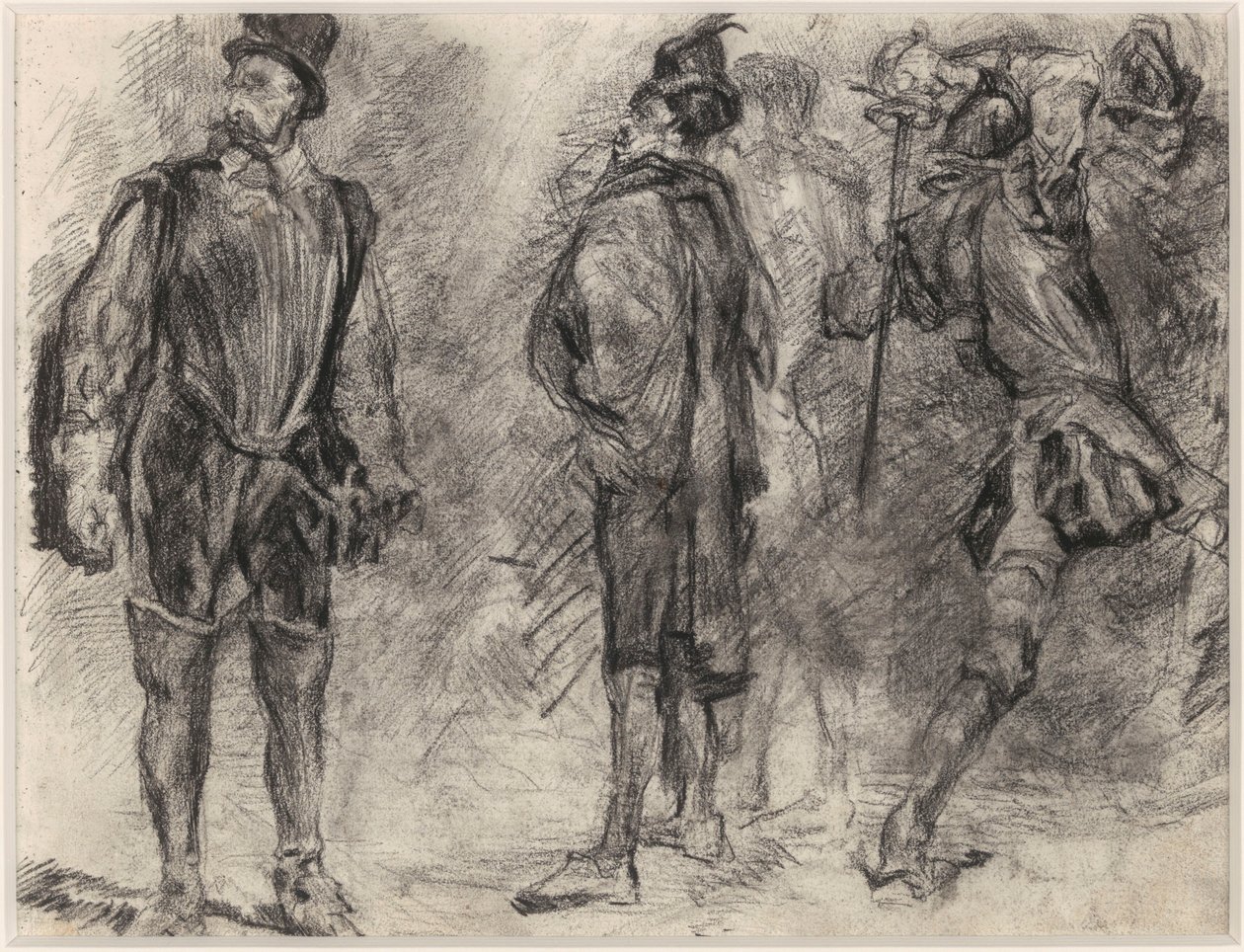Három spanyol katona, egyikük karddal a kezében alkotó: James Ensor