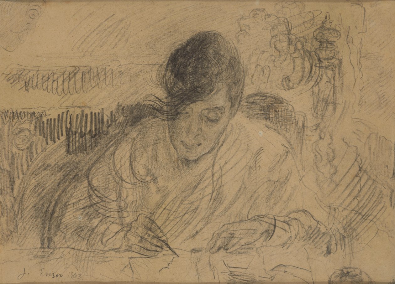 Levelet író nő (Ensor nővére) alkotó: James Ensor