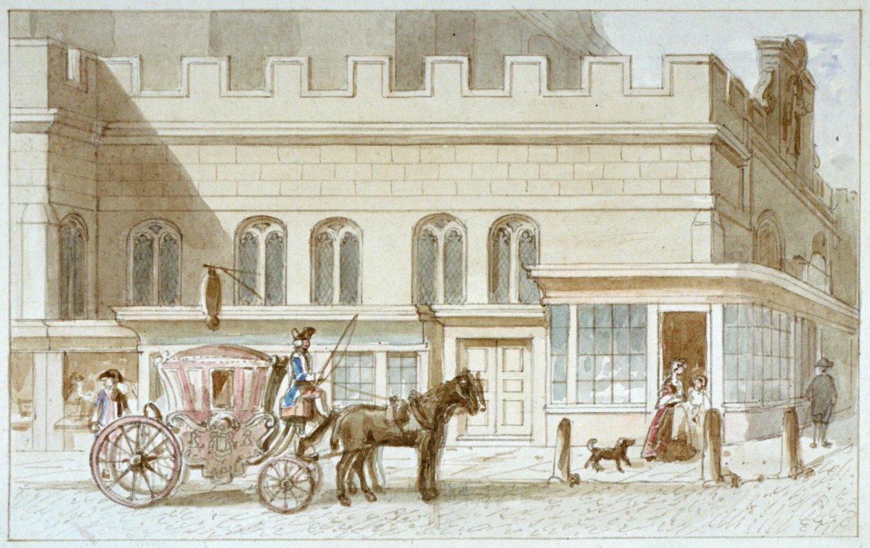 St Dunstan-in-the-West üzletek, Fleet Street, London City, 1820 alkotó: James Findlay