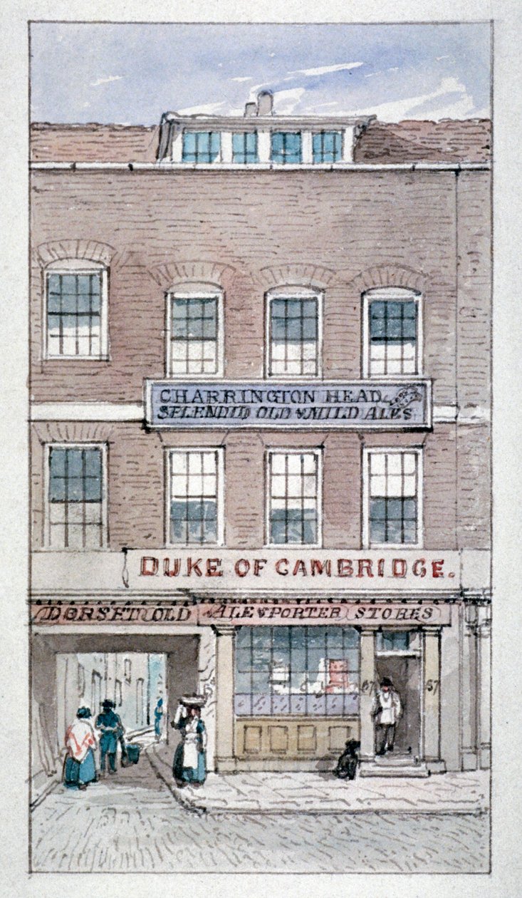 Kilátás a Duke of Cambridge Tavernre, Shoe Lane, London városa, 1840. alkotó: James Findlay