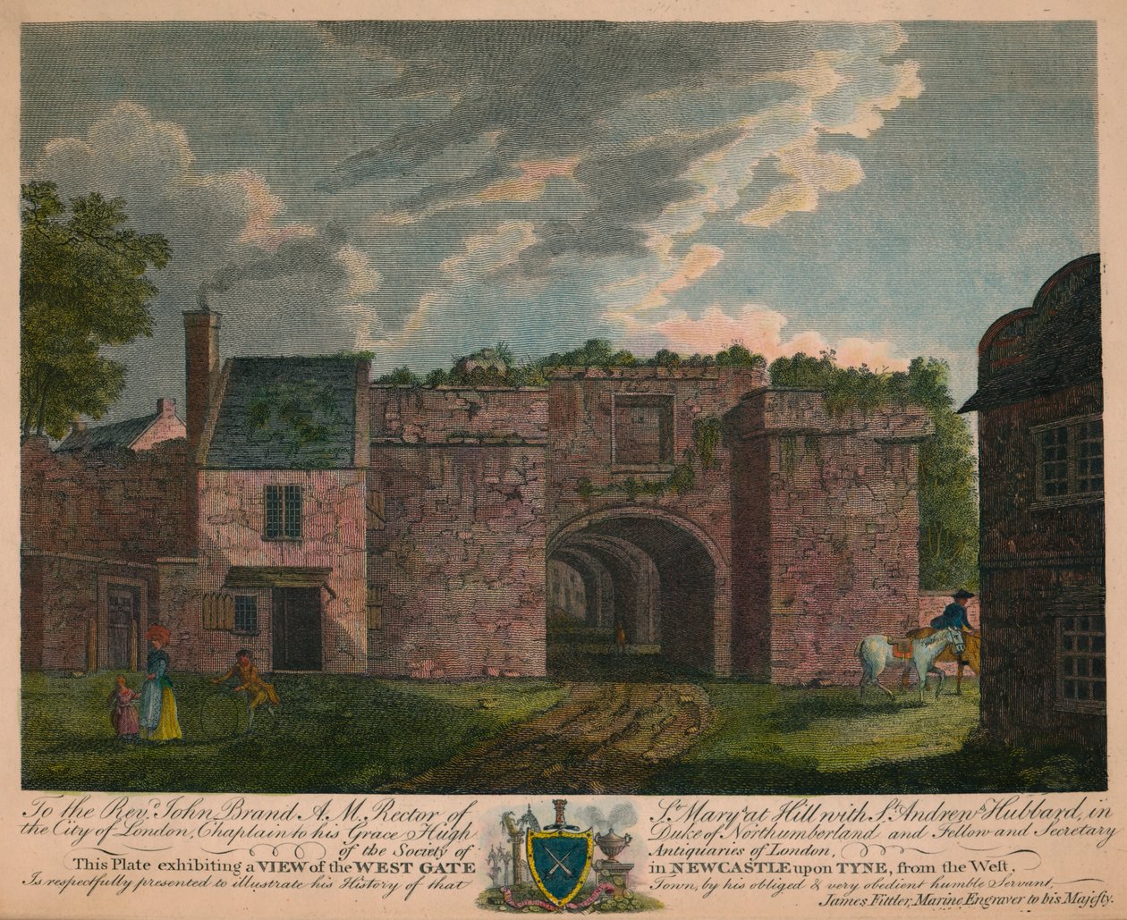 „A Newcastle upon Tyne nyugati kapujának kilátása nyugatról”, 1780, 1905. alkotó: James Fittler