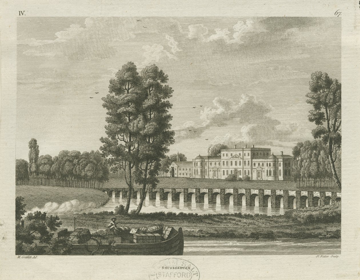 Shugborough Hall: metszet, nd [c 1782] (nyomtatás) alkotó: James Fittler