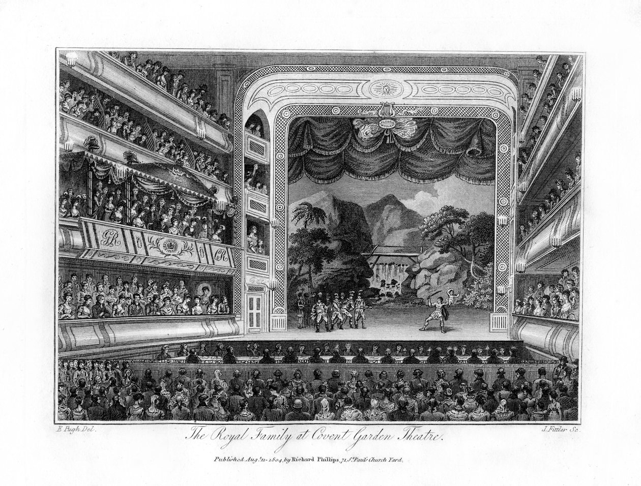 A királyi család a Covent Garden Színházban, London, 1804. alkotó: James Fittler