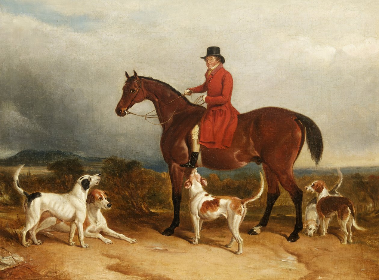 William Phillips a Monmouthshire-i Risca Manor-ból kopókkal, 1850-55 alkotó: James Flewitt Mullock