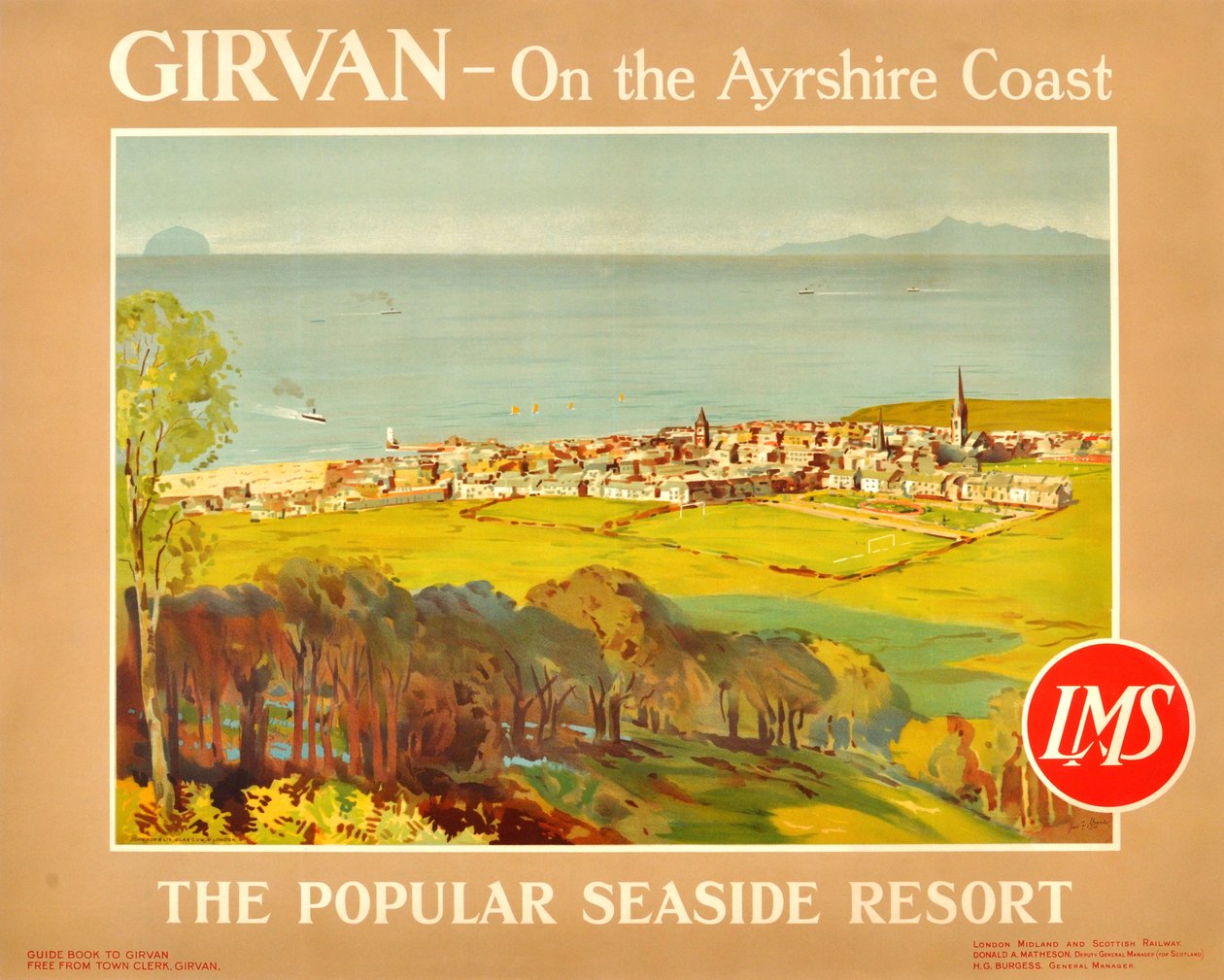 Girvan - Az Ayrshire-parton. A népszerű tengerparti üdülőhely, 1920-as évek. alkotó: James Fullarton Sloane