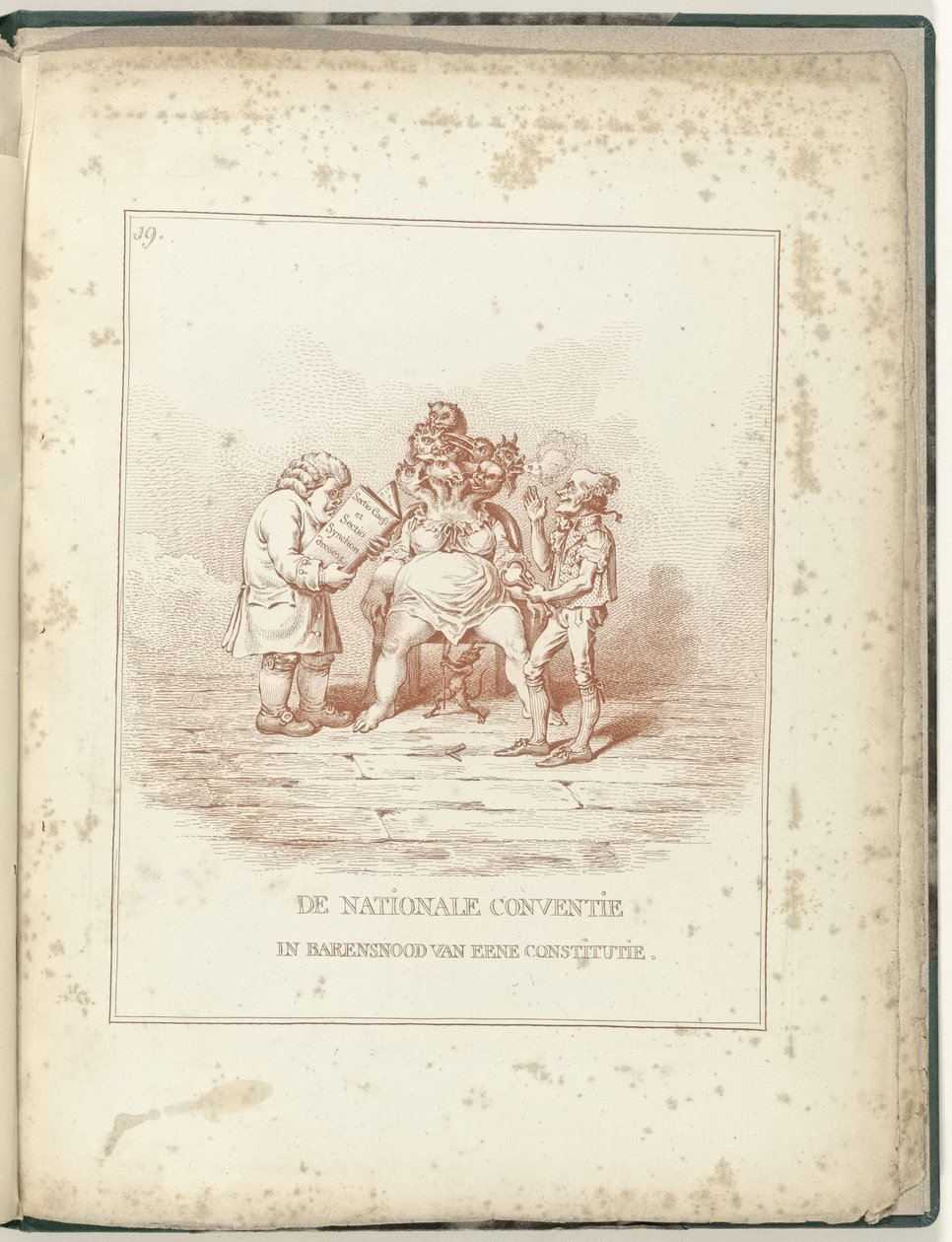 A Nemzeti Konvent munkája, 1795 Az alkotmány nemzeti egyezménye (cím a tárgyon) Hollandia Regenerata (sorozat címe) alkotó: James Gillray (possibly)