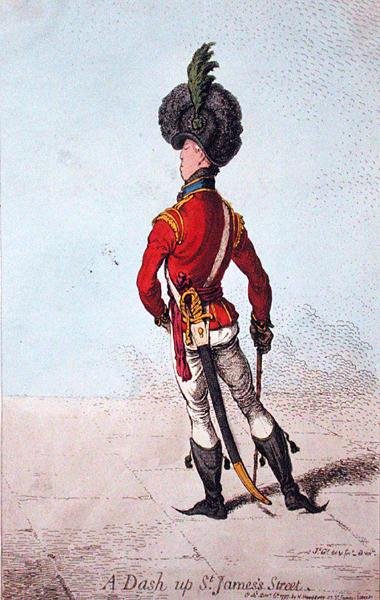 A Dash up St. James Street, Hannah Humphrey 1797-ben (kézzel színezett rézkarc) alkotó: James Gillray