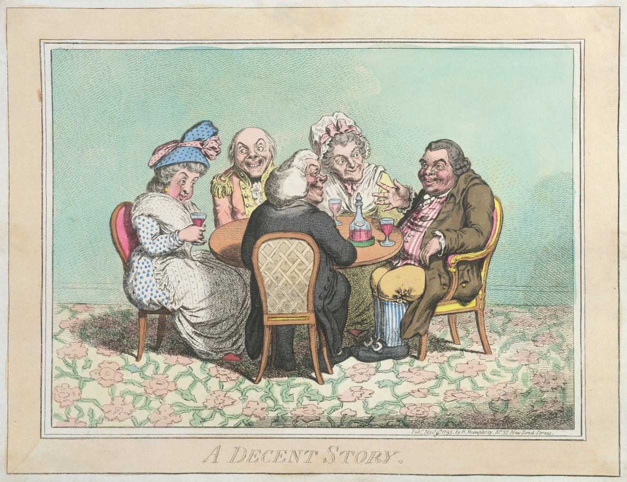 Egy tisztességes történet, Hannah Humphrey adta ki 1795-ben (kézzel színezett rézkarc) alkotó: James Gillray