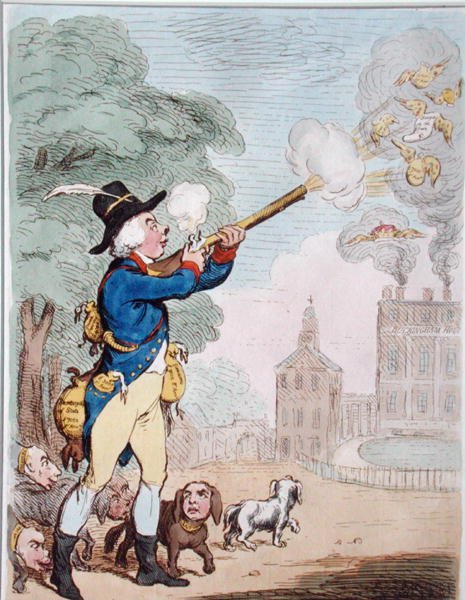 Egy jó lövés, avagy Billy-Ranger, a vadőr egy remek sportországban, Hannah Humphrey adta ki 1792-ben (kézzel színezett rézkarc) alkotó: James Gillray