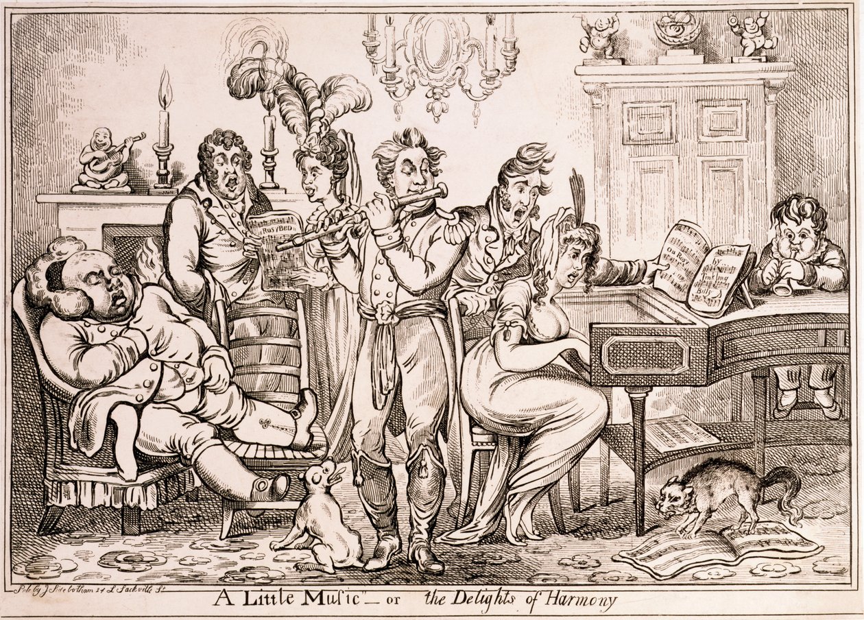 Egy kis zene vagy A harmónia örömei, William Brocas metszete, Londonban nyomtatta J. Sidebotham, 1810 alkotó: James Gillray