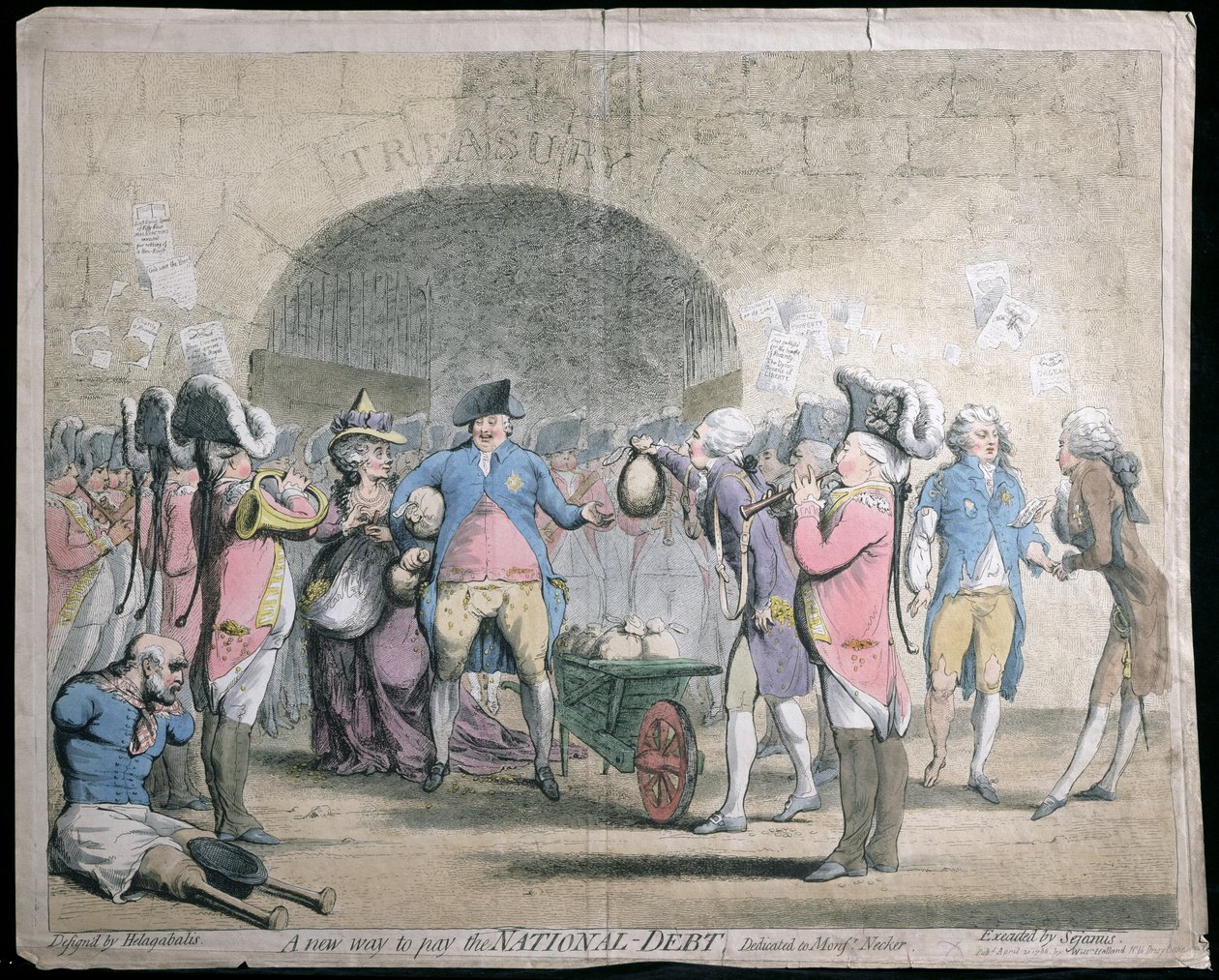 Az államadósság fizetésének új módja, W. Holland kiadója 1786-ban (kézzel színezett rézkarc és metszet) alkotó: James Gillray