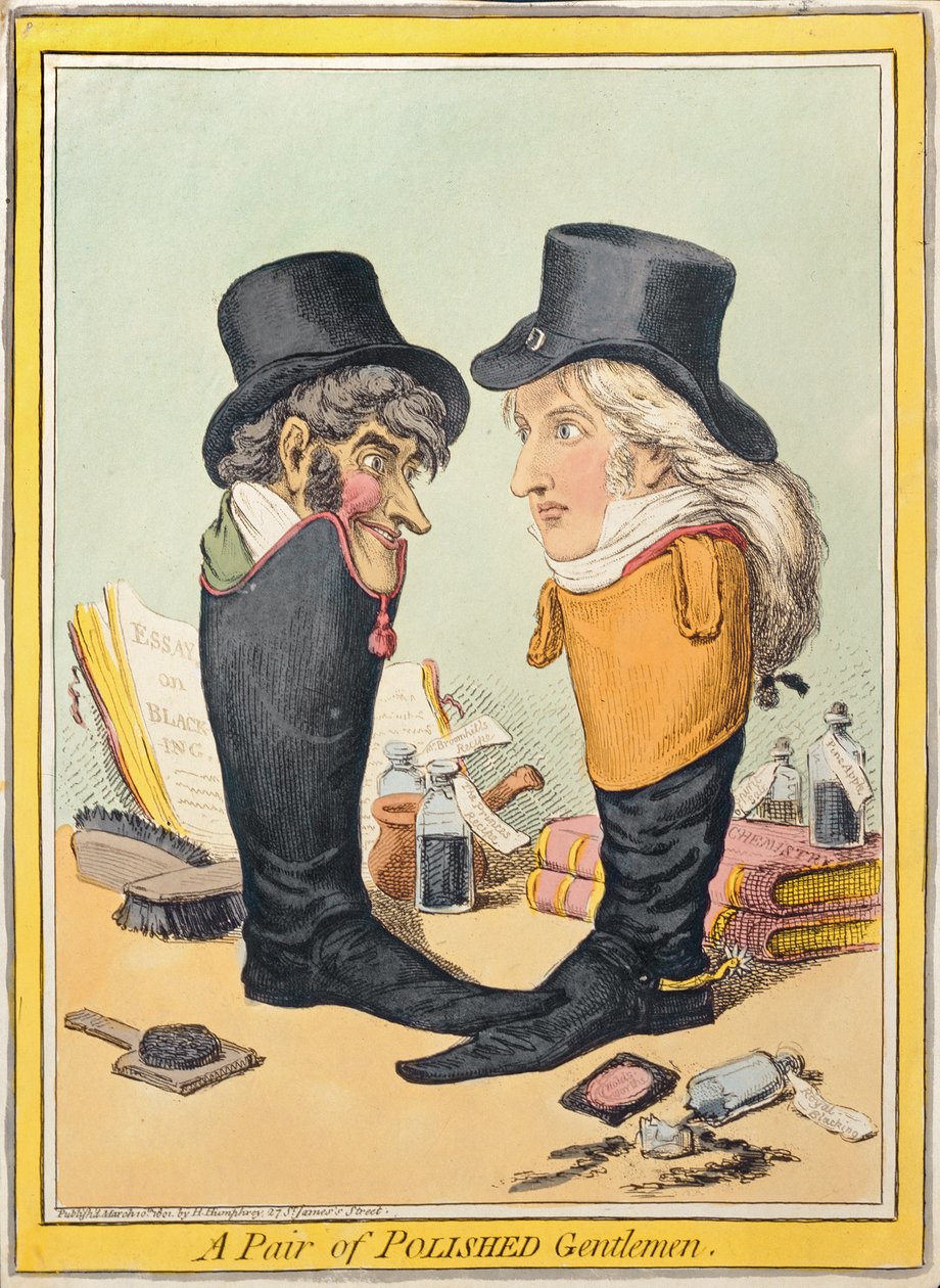 A Pair of Polished Gentlemen, Hannah Humphrey 1801-ben (kézzel színezett rézkarc) alkotó: James Gillray