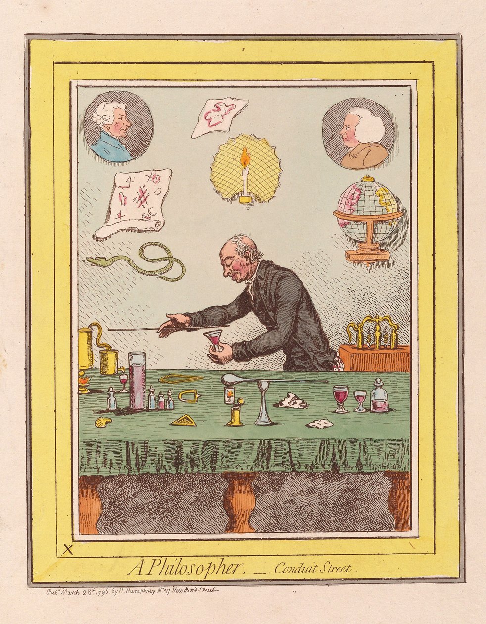 Egy filozófus: Conduit Street, kocsma. 1796 (kézzel színezett metszet) alkotó: James Gillray