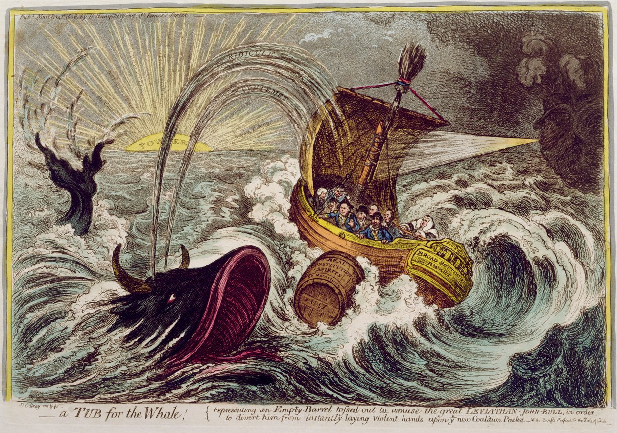 Egy kád a bálnának! Hannah Humphrey adta ki 1806-ban (kézzel színezett rézkarc) alkotó: James Gillray