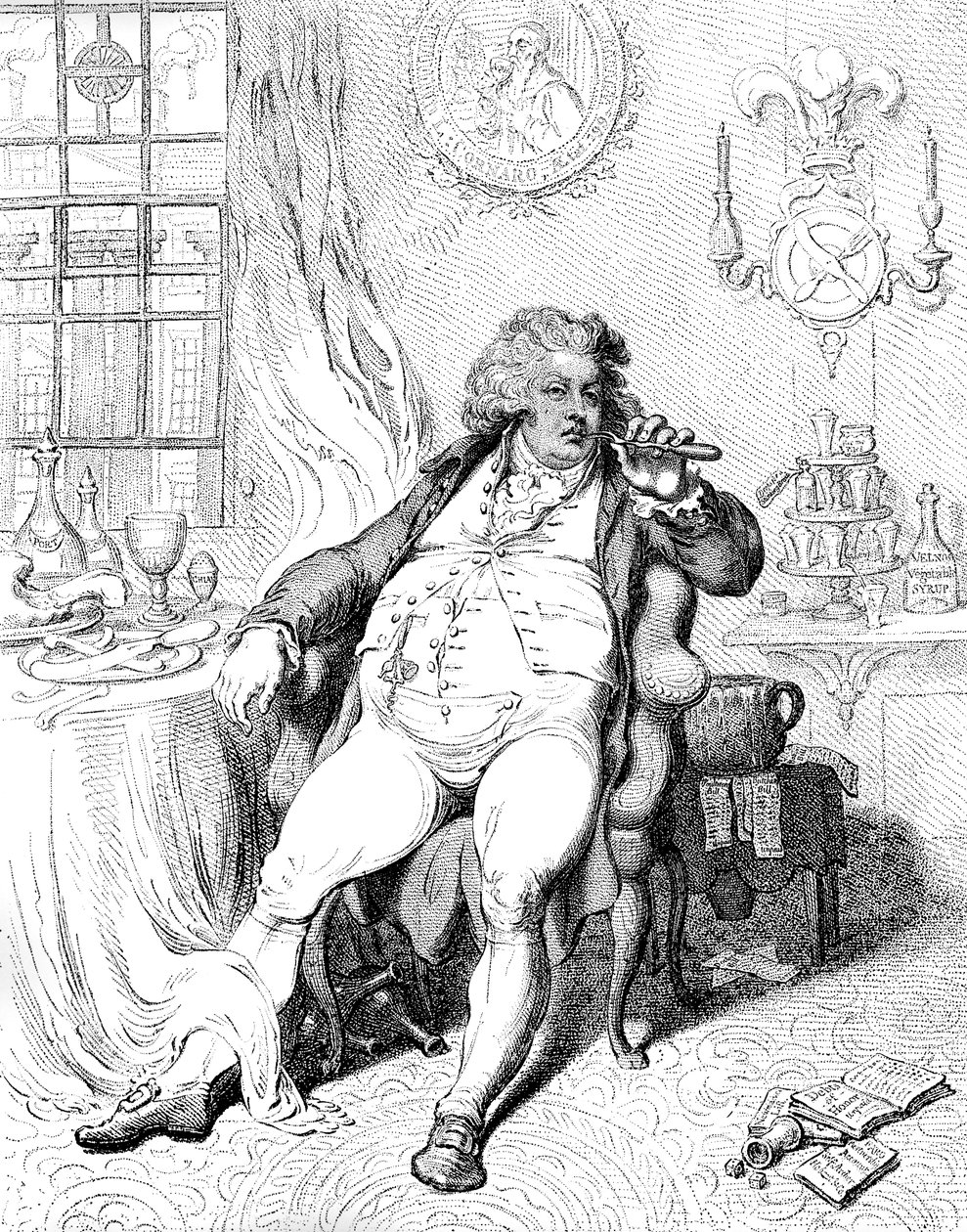 Önkéntes az emésztés borzalmai alatt, 1792. alkotó: James Gillray