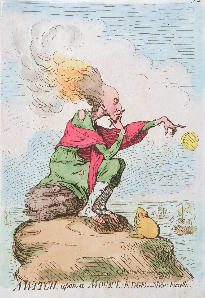 Egy boszorkány a hegy szélén, vagy Fuzelli, Hannah Humphrey adta ki 1791-ben (kézzel színezett rézkarc) alkotó: James Gillray