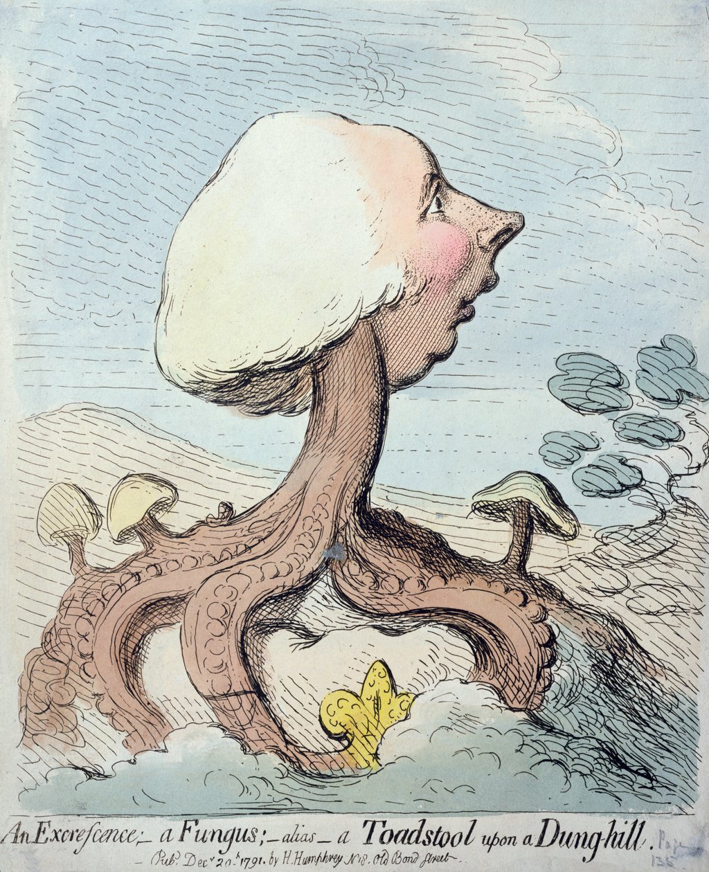 Egy excrescence; A gomba; Alias – A varangygomba a trágyadombon, Hannah Humphrey adta ki 1791-ben (vécével rézkarc) alkotó: James Gillray