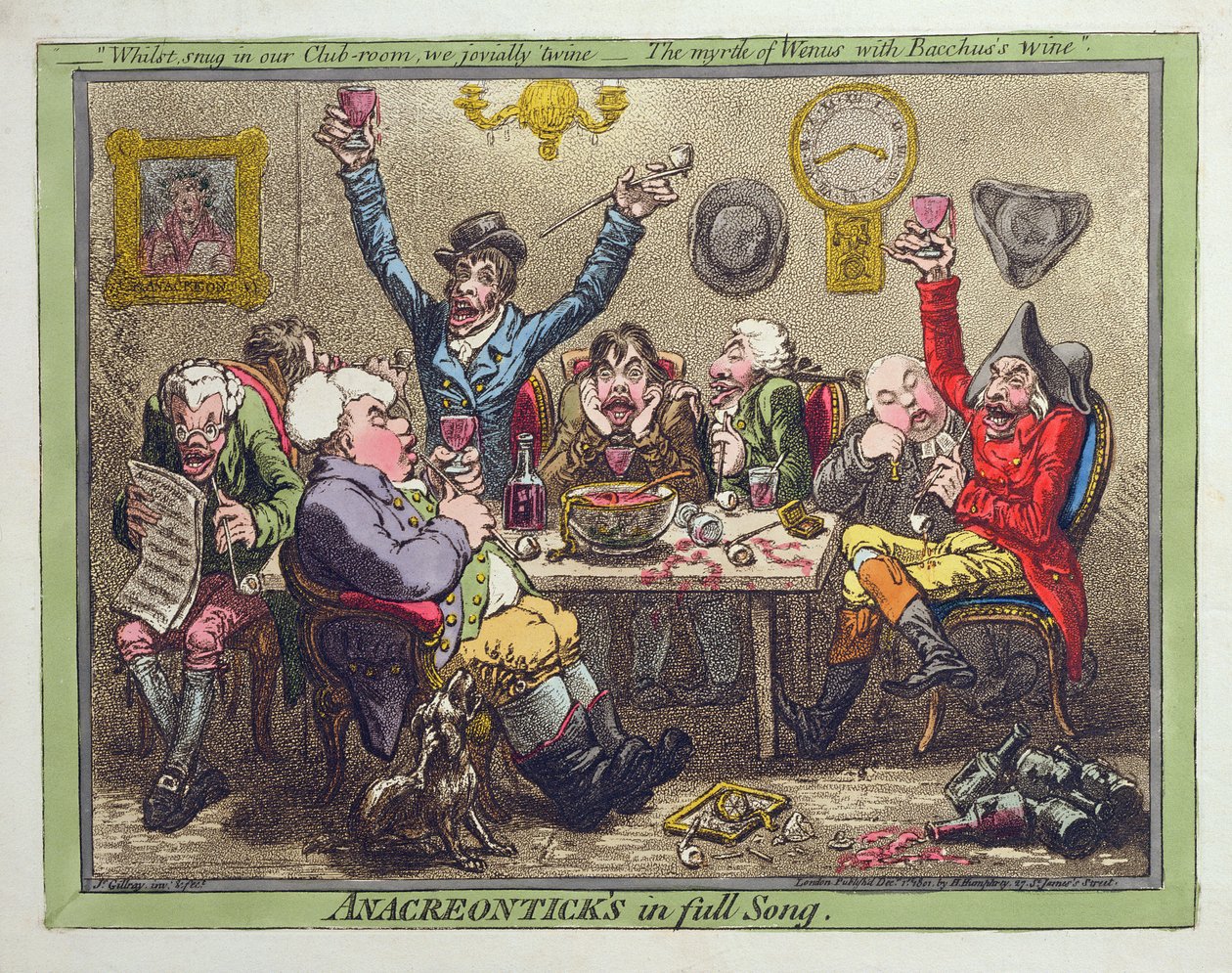 Az Anacreontick teljes dala, Hannah Humphrey adta ki 1801-ben (rézkarc, metszet aquatintával és wc) alkotó: James Gillray