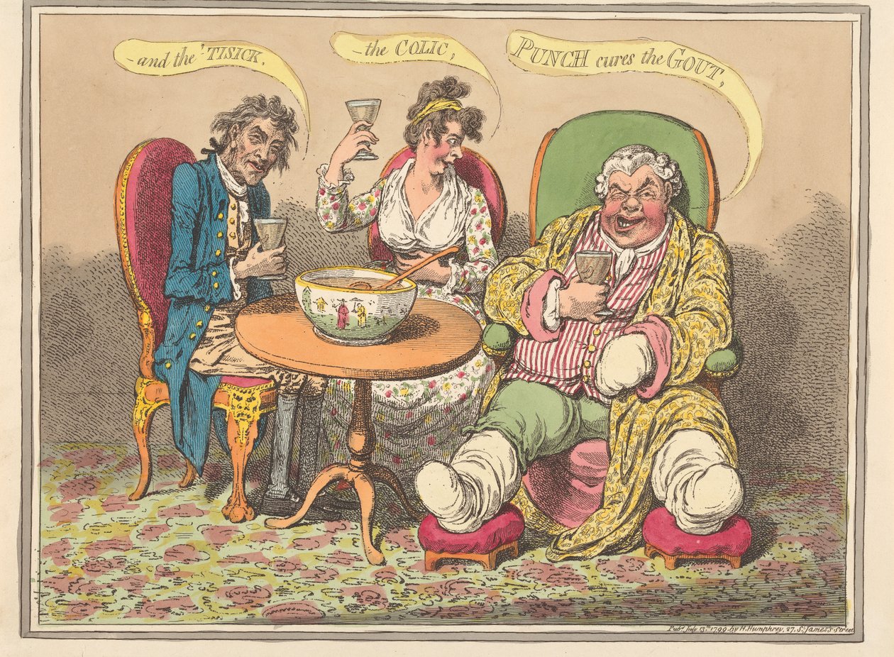 És a sorvadás, a kólika - a puncs gyógyítja a köszvényt alkotó: James Gillray