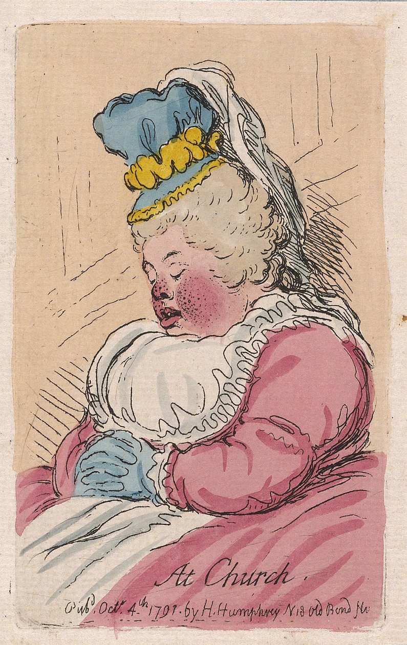 Templomban, kocsmában. 1791 (kézzel színezett metszet) alkotó: James Gillray