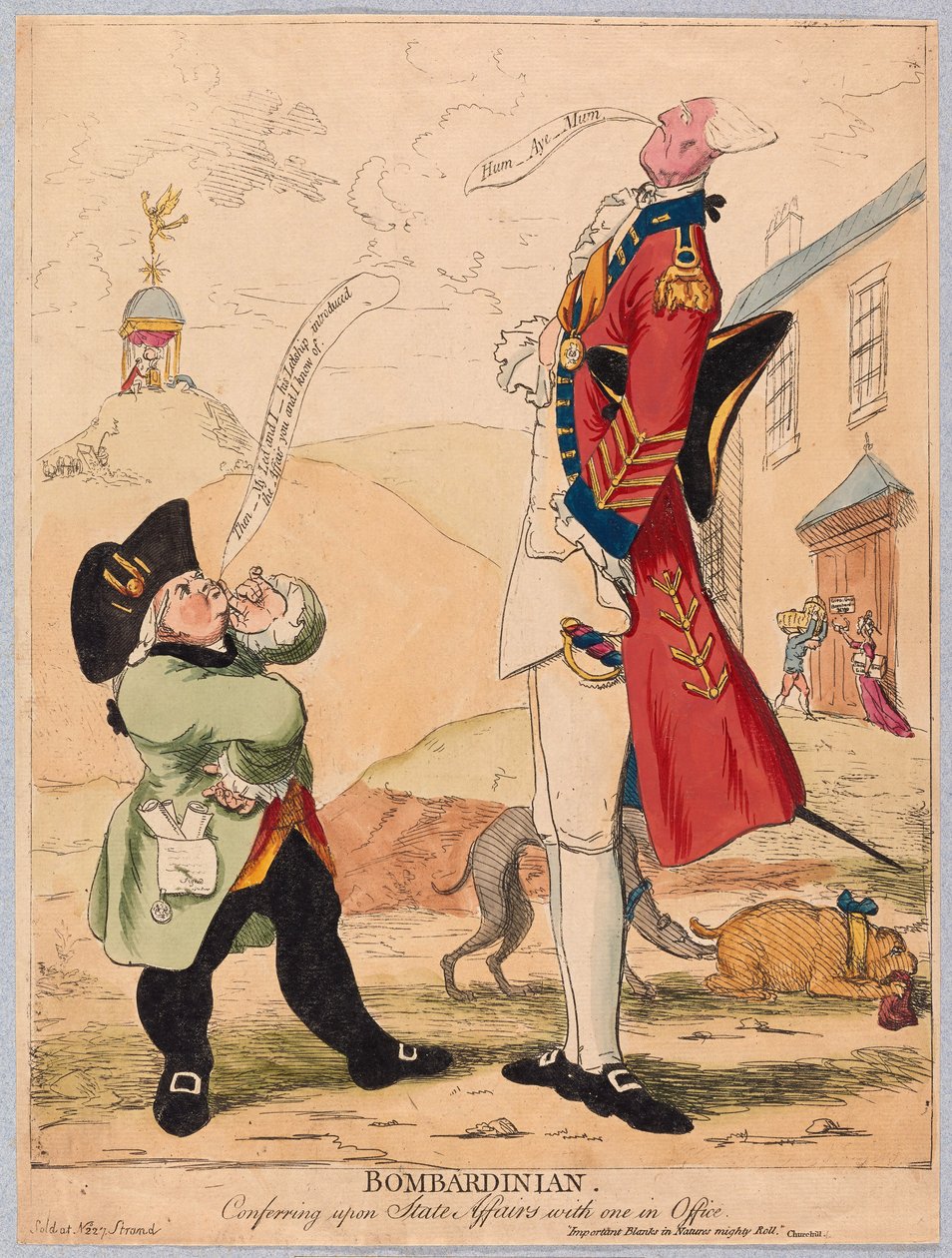 Bombardinian, államügyekről tanácskozik egy hivatalban, pub. 1779 (kézzel színezett metszet) alkotó: James Gillray