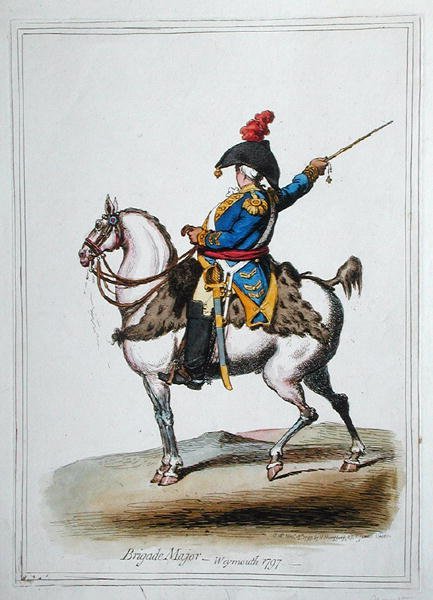 Brigade Major, Hannah Humphrey adta ki 1797-ben (kézzel színezett rézkarc) alkotó: James Gillray