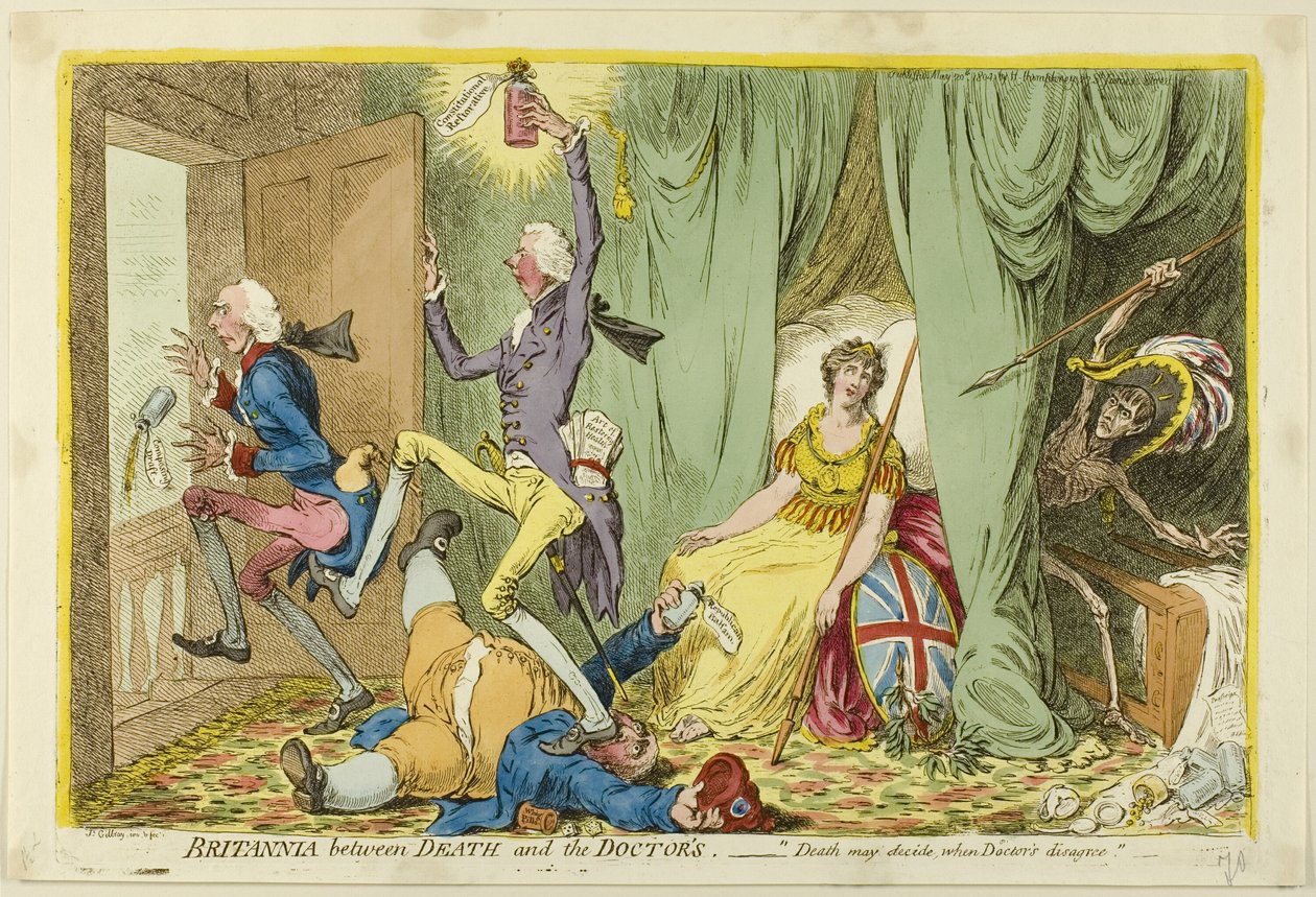 Britannia A halál és az orvosok között alkotó: James Gillray