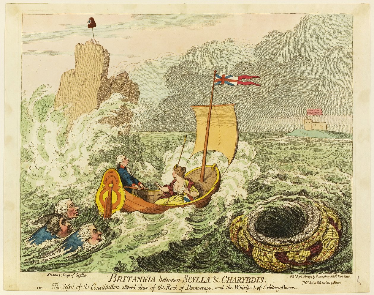 Britannia Scylla és Charybdis között alkotó: James Gillray