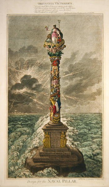 Britannia Victorious, terv a haditengerészeti oszlophoz, kiadta Hannah Humphrey alkotó: James Gillray