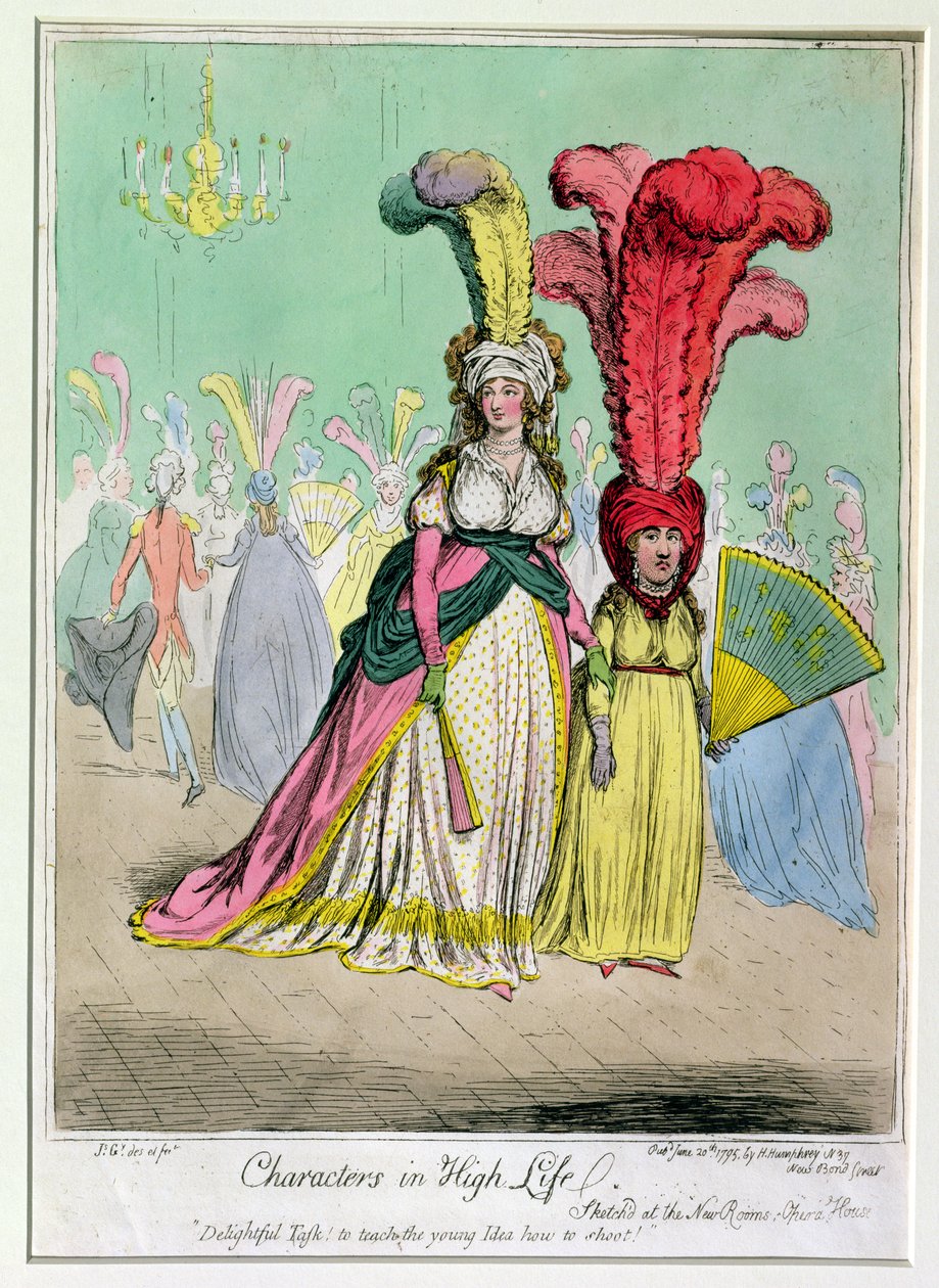 Characters in High Life, Hannah Humphrey 1795-ben (kézzel színezett rézkarc) alkotó: James Gillray