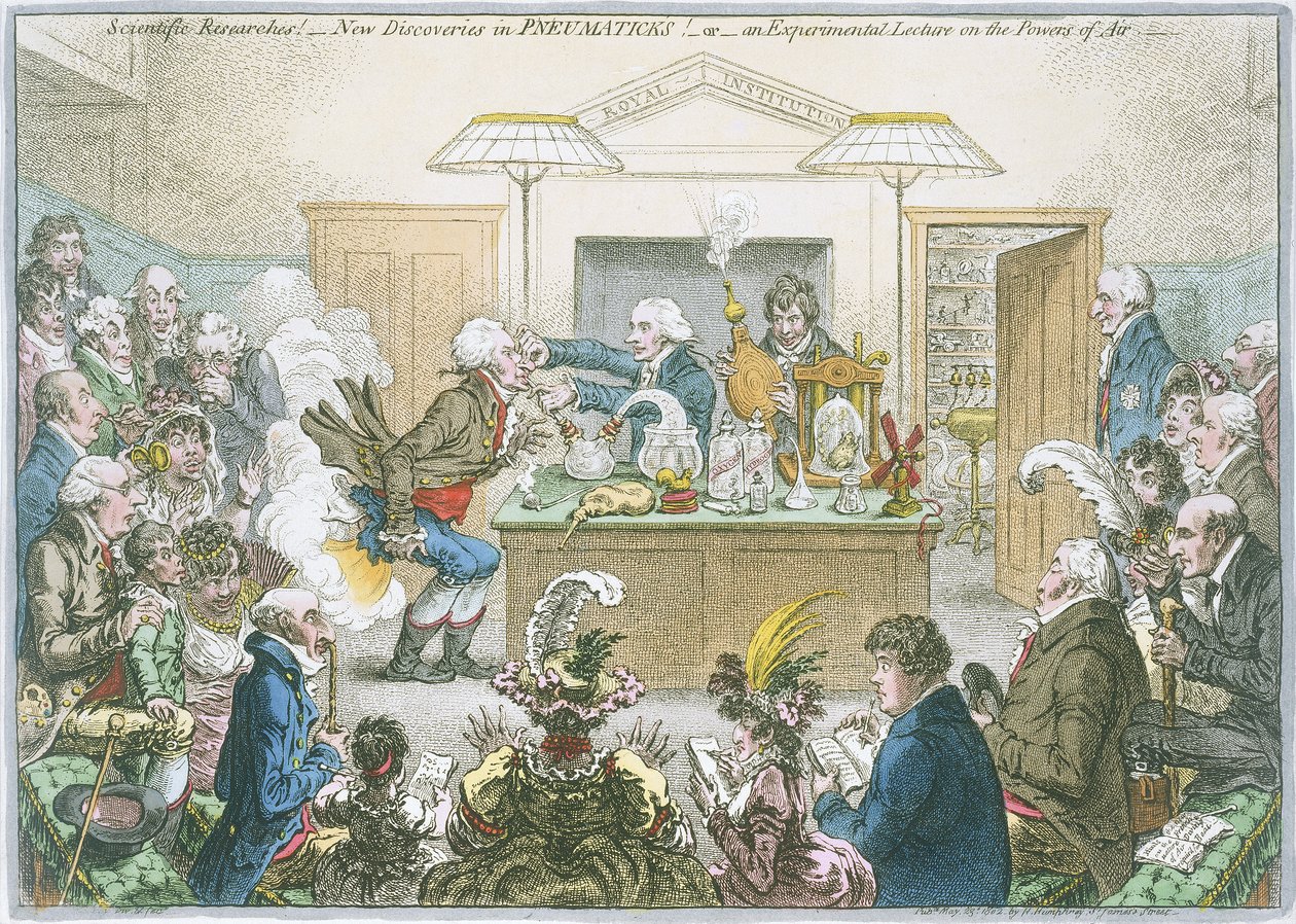 Kémiai előadás, 1802 alkotó: James Gillray
