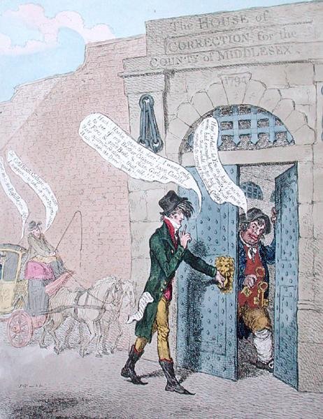 A Bastille-ba látogató polgárok, hannah Humphrey 1799-ben (kézzel színezett rézkarc) alkotó: James Gillray