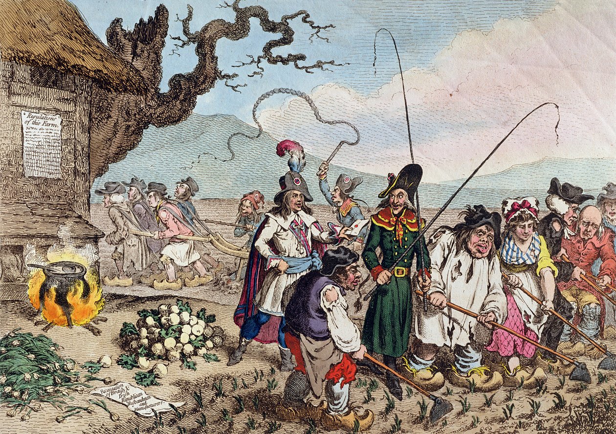 A sikeres francia invázió következményei, avagy Megtanítjuk de angol republikánusokat dolgozni alkotó: James Gillray