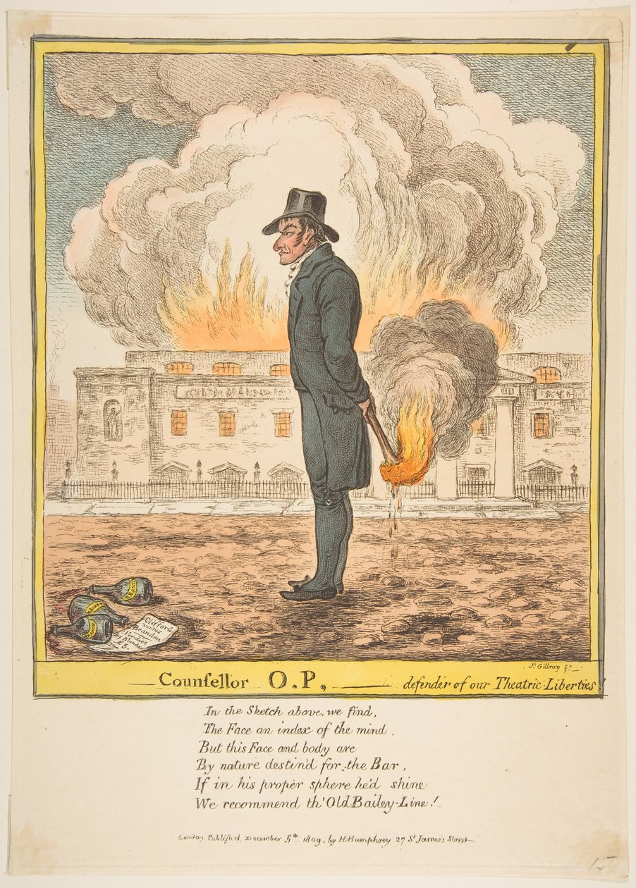 O.P. tanácsos – Színházi Szabadságaink Védelmezője, 1809. december 5. alkotó: James Gillray