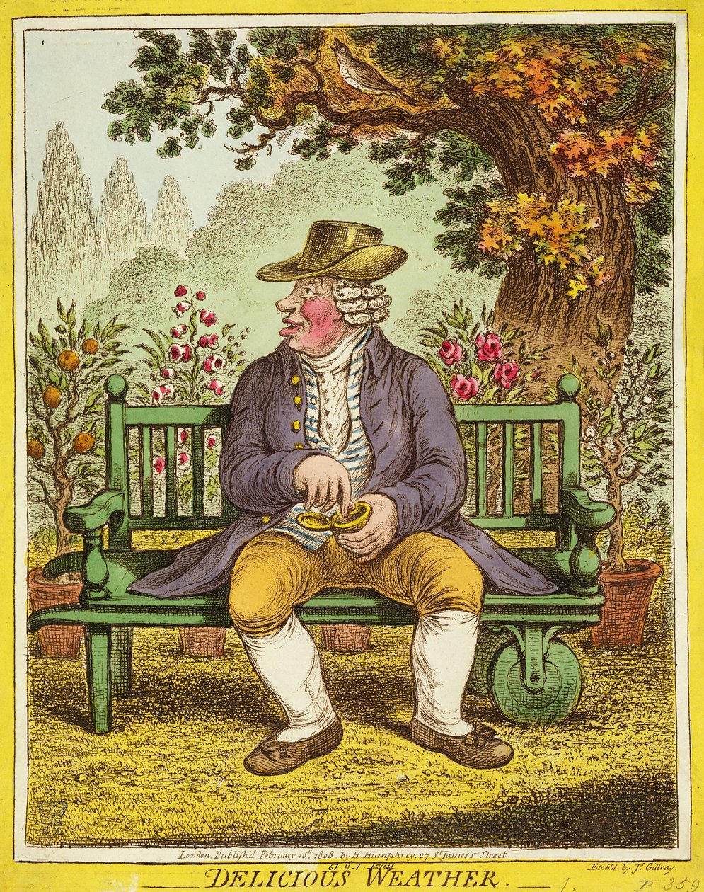 Delicious Weather, kiadó: Hannah Humphrey, 1808 alkotó: James Gillray
