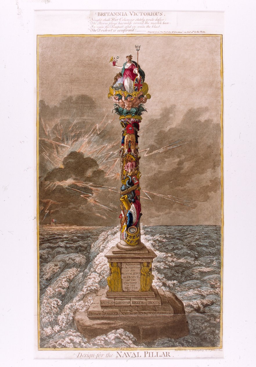 Terv a haditengerészeti oszlophoz, 1800 (színes rézkarc) alkotó: James Gillray