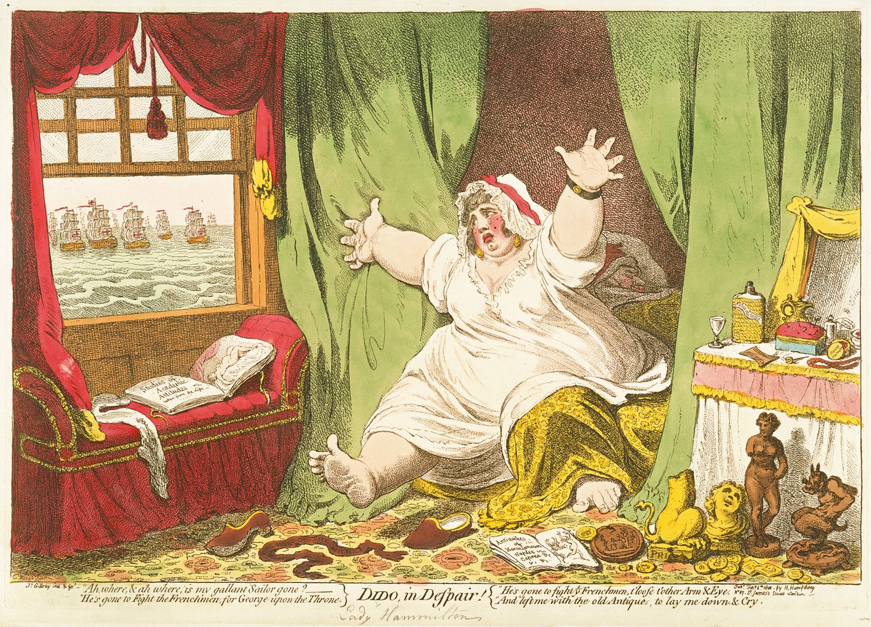 Dido in Despair, Hannah Humphrey kiadója, 1801 (kézzel színezett metszet) alkotó: James Gillray