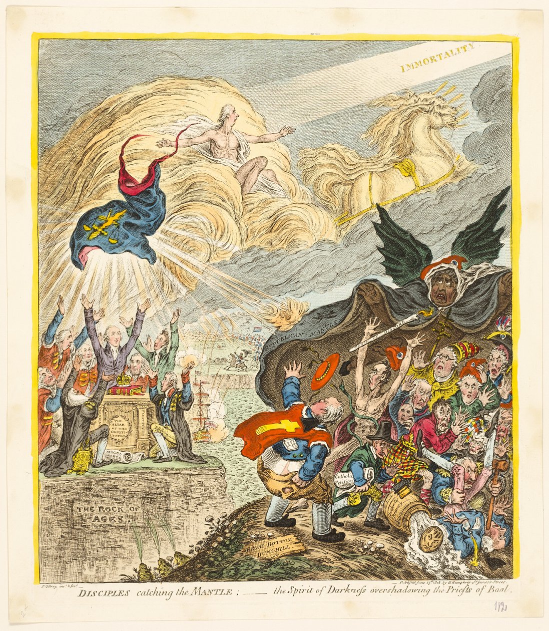 Tanítványok elkapják a palástot alkotó: James Gillray