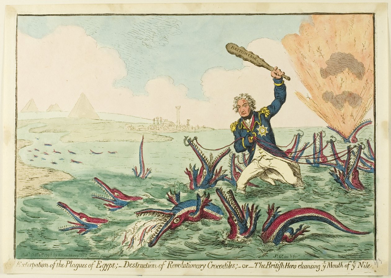 Az egyiptomi csapások kiirtása; a forradalmi krokodilok elpusztítása alkotó: James Gillray