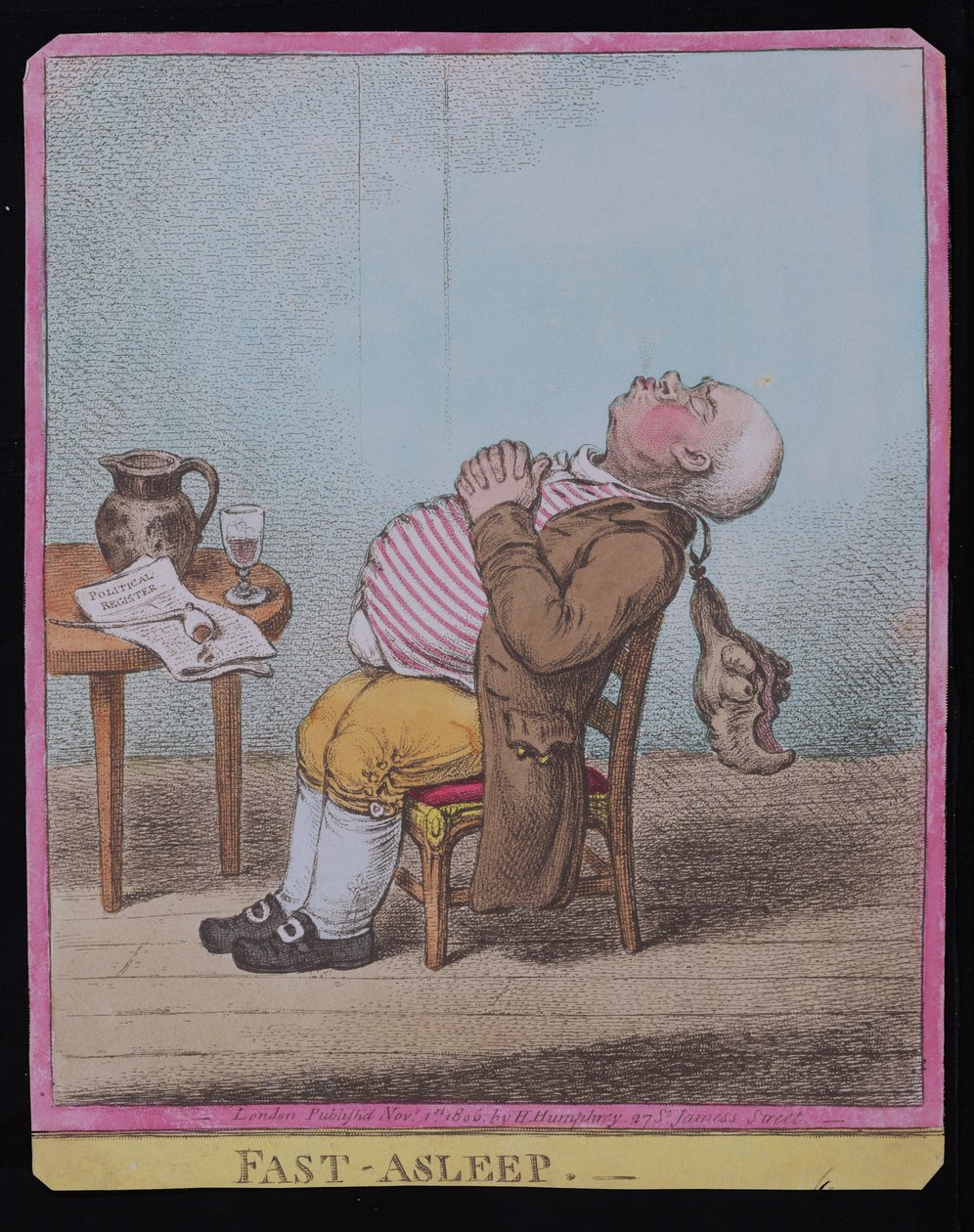 Fast Asleep, Hannah Humphrey adta ki 1806-ban (kézzel színezett rézkarc) (lásd még: 189789) alkotó: James Gillray